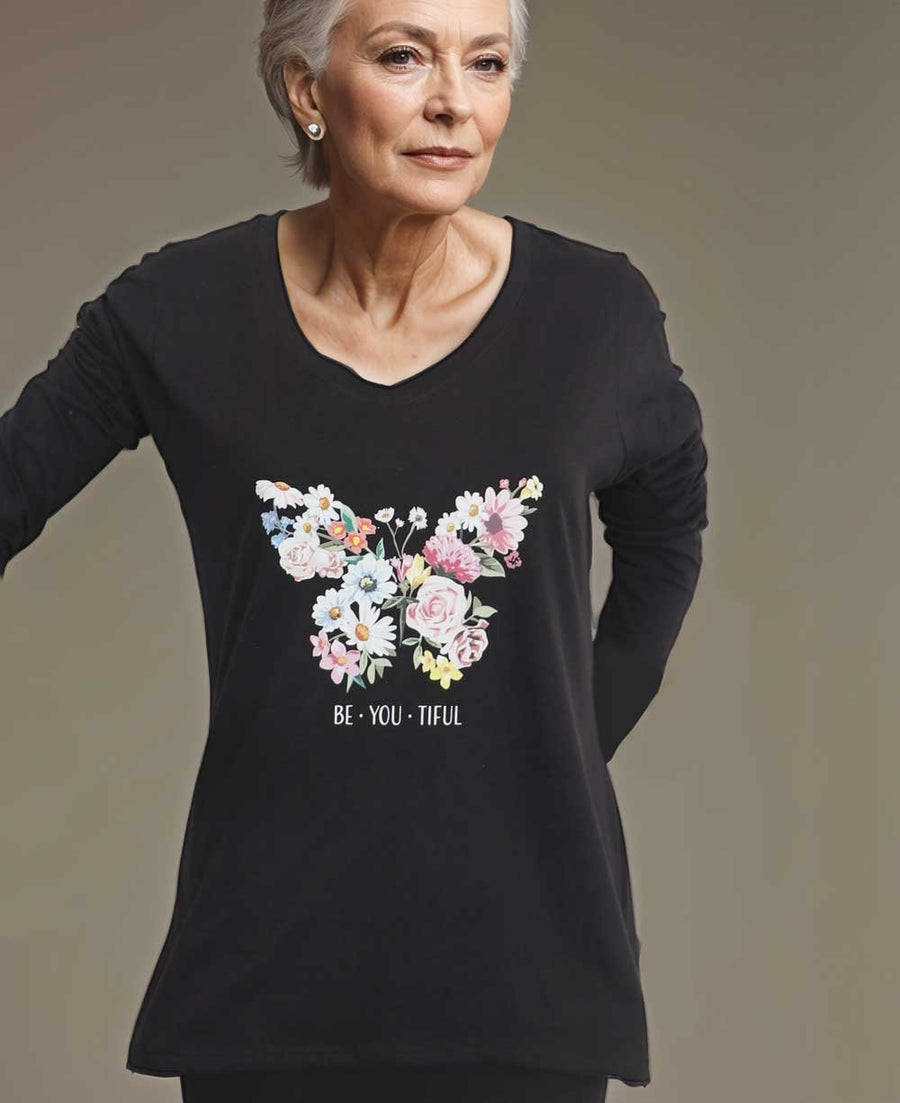 BeYouTiful Women's T-Shirt with Butterfly Design